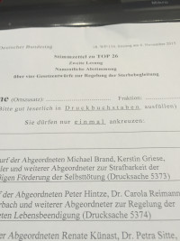 Stimmzettel Sterbebegleitung